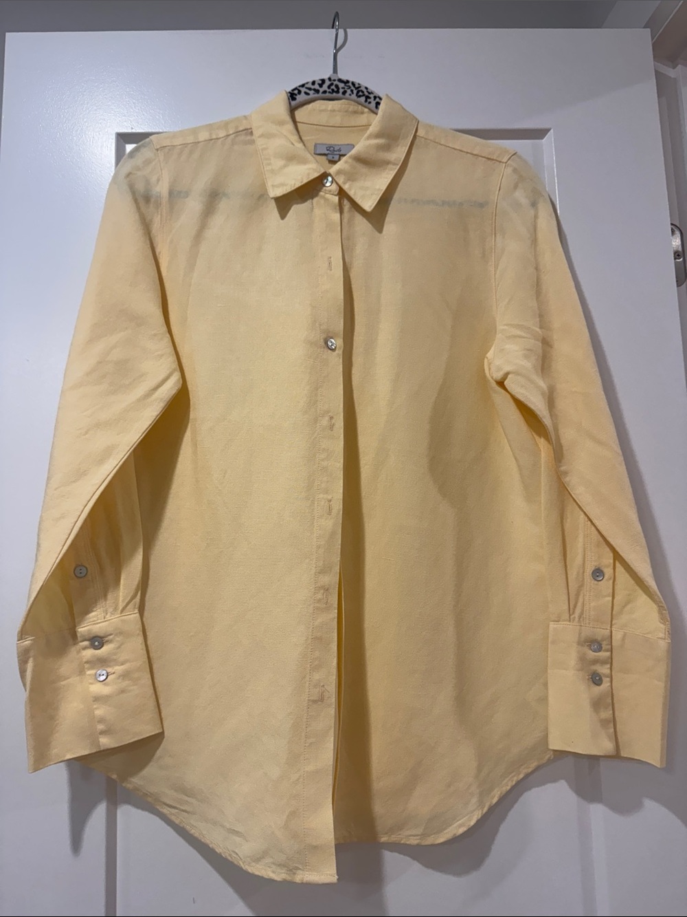 Rails Classic Yellow Button-Down Oversized Linen Shirt